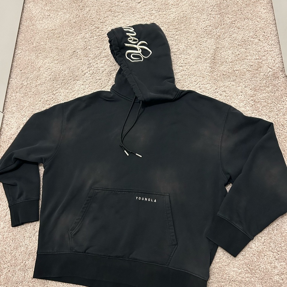 YoungLA Washed Black Hoodie for Men size “L”